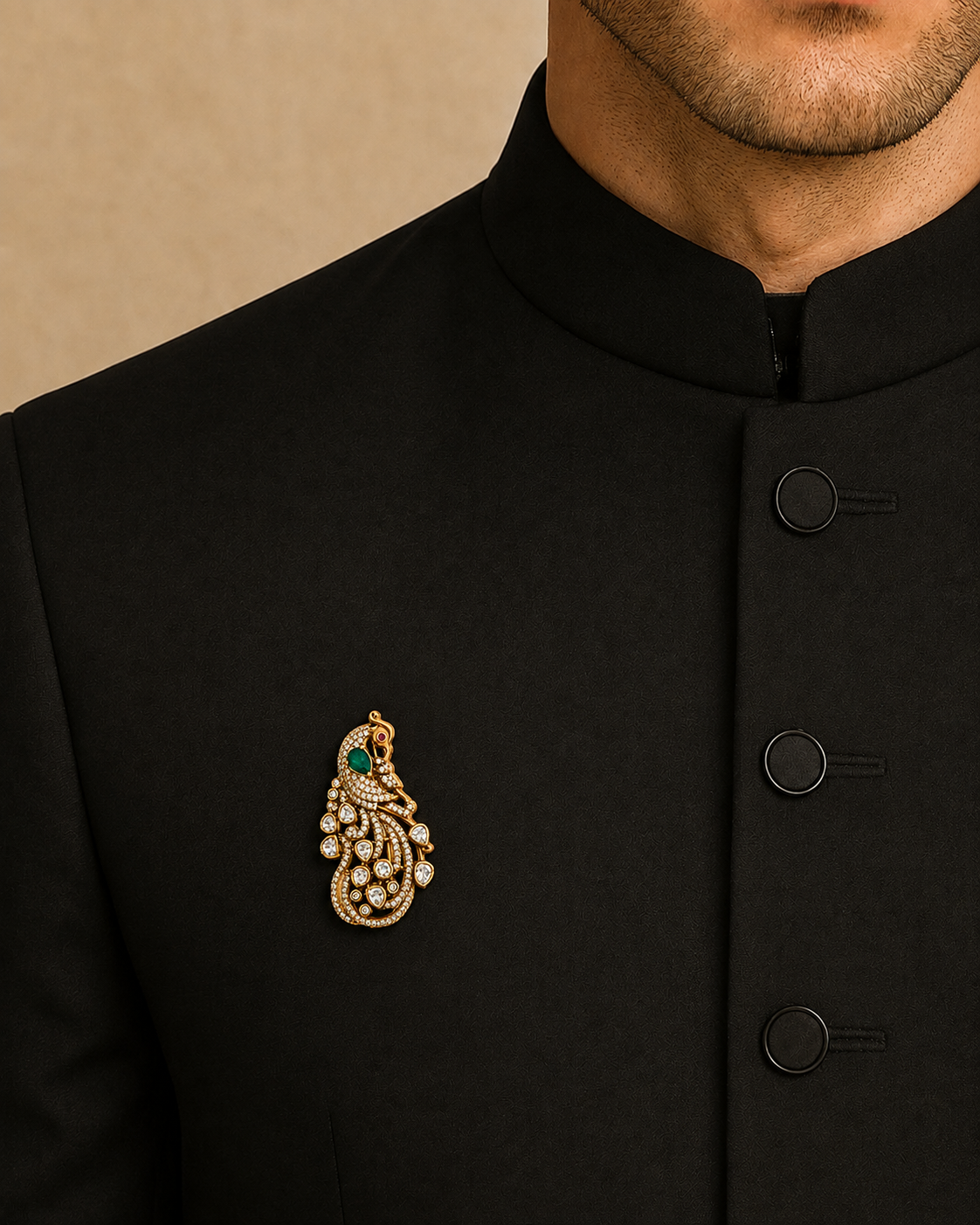 Rajwada Peacock Grace Brooch