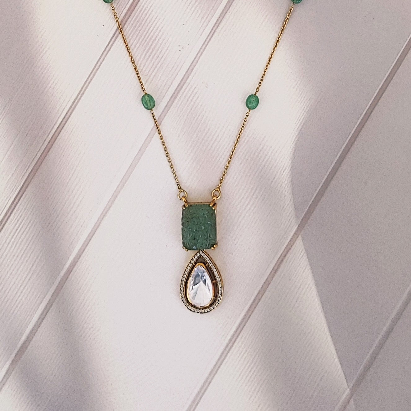 Elysian Emerald Drop Pendant Set