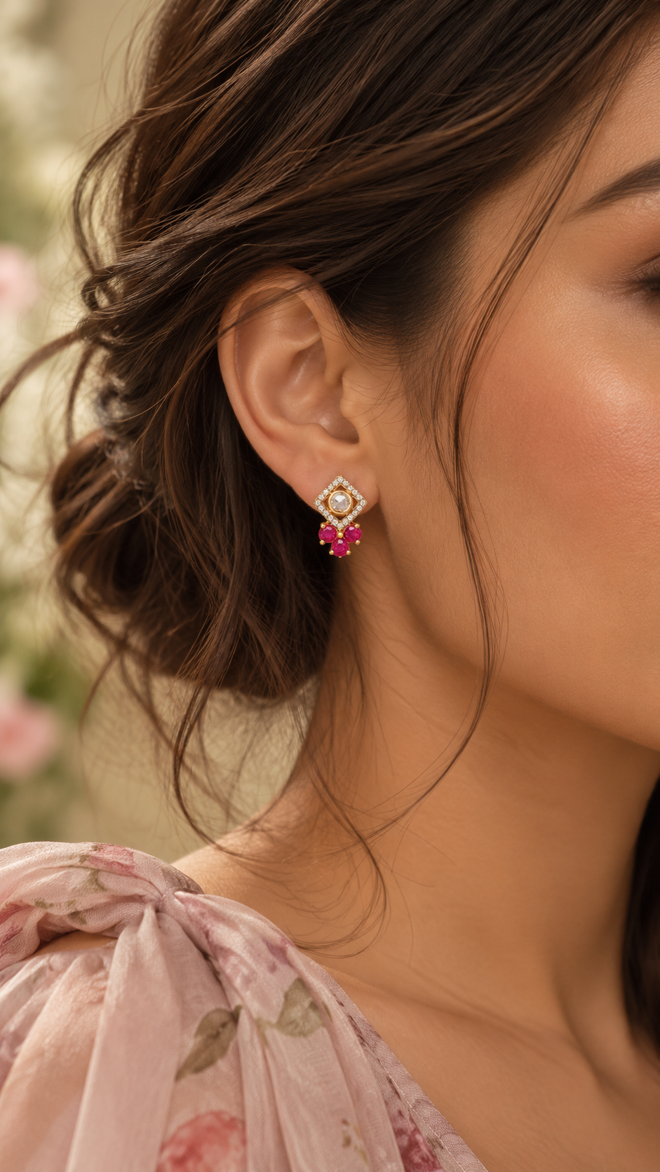 Ruby Bow Earrings