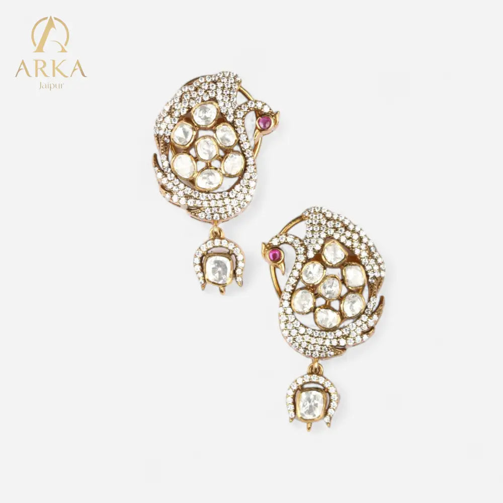 Mayuri_Mohini_earrings_by_Arka_Jaipur_handcrafted_gold