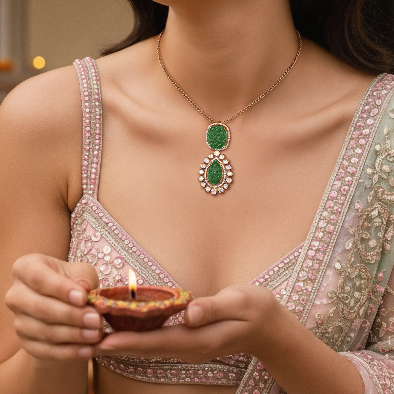 Vintage Emerald Charm Pendant