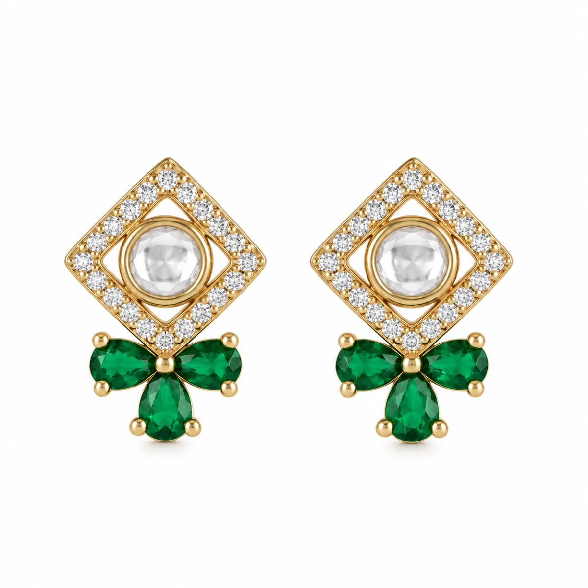 Emerald Bow Earrings