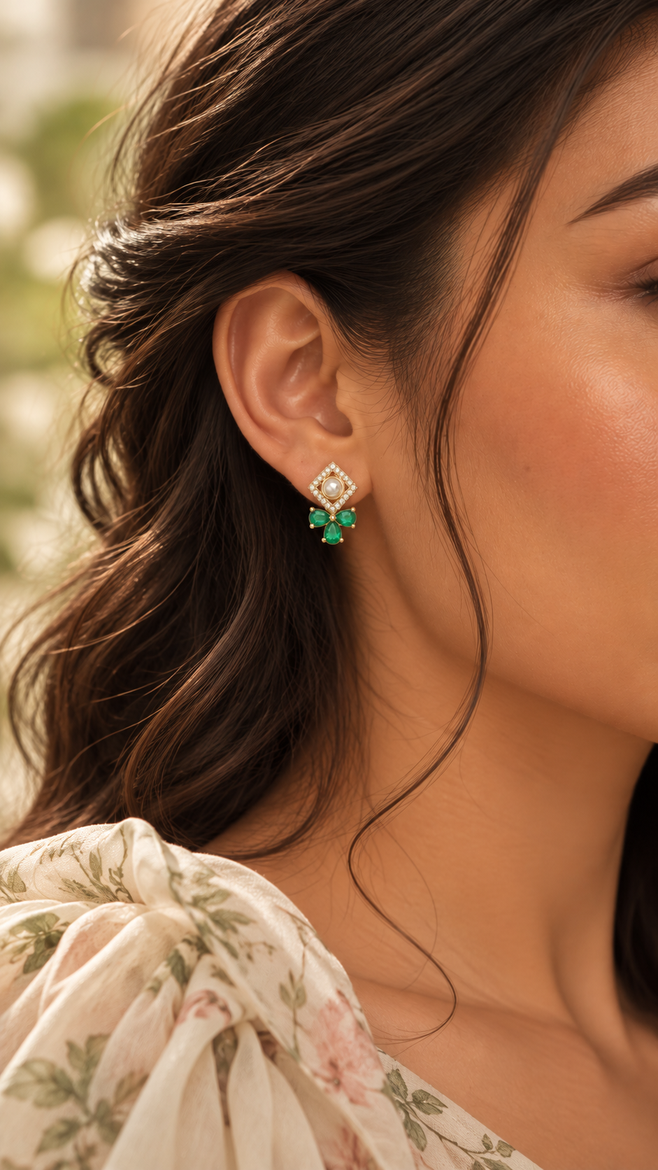 Emerald Bow Earrings