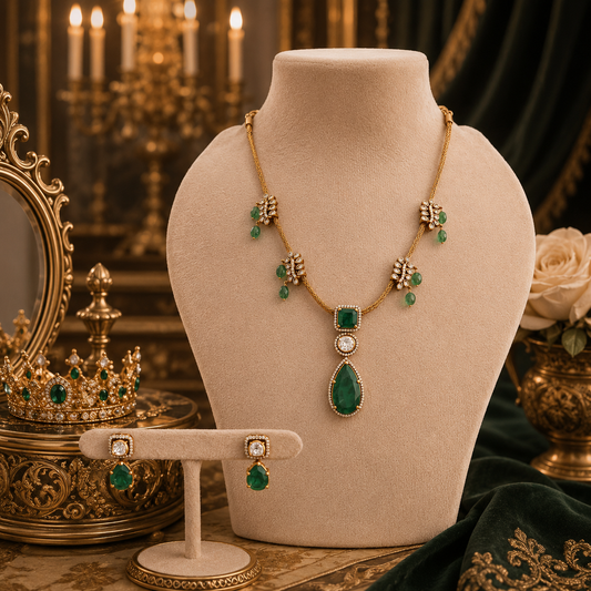 Emerald Dewdrop Necklace Set