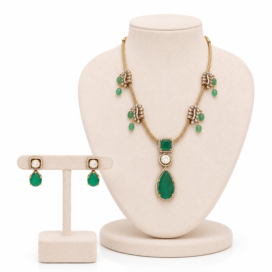 Emerald Dewdrop Necklace Set