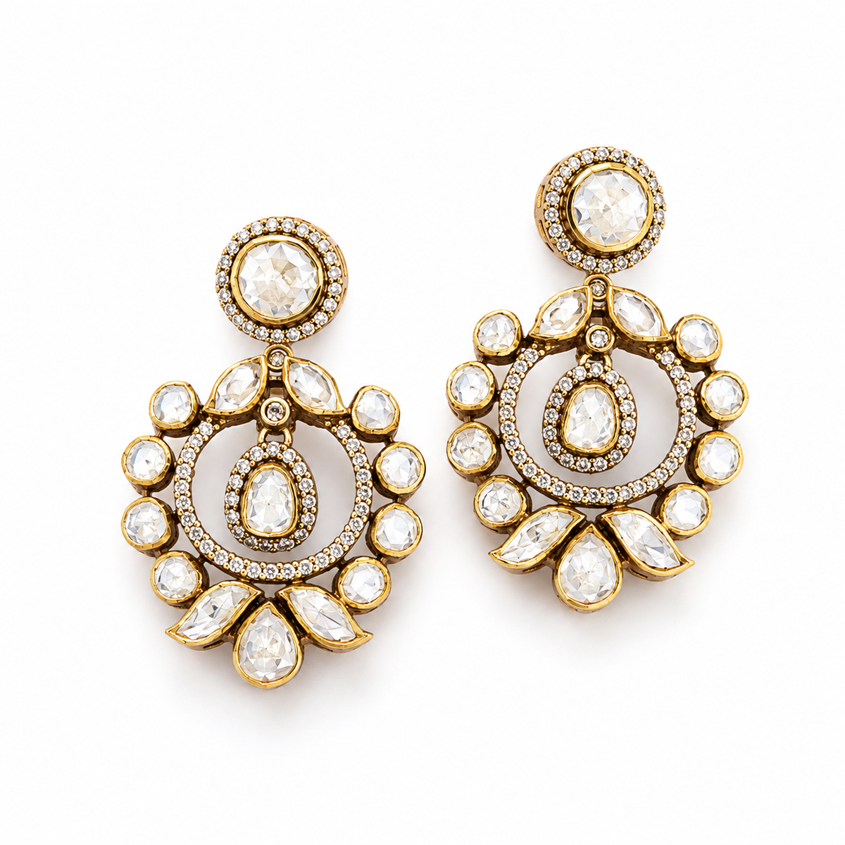 Heritage Polki Halo Earrings