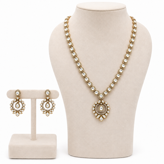 Heritage Polki Halo Necklace Set