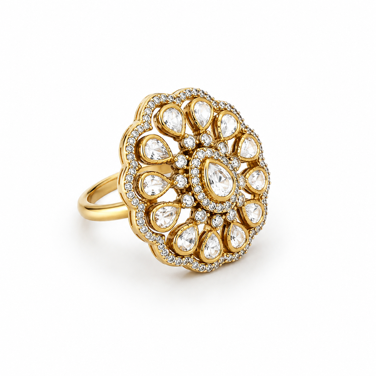 Polki Blossom Ring
