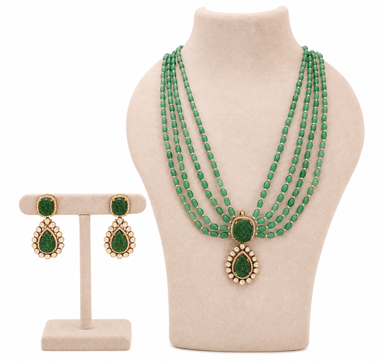 Vintage Emerald Charm Necklace Set