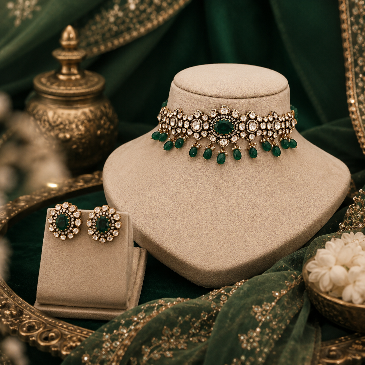 Virasat Emerald Choker Set