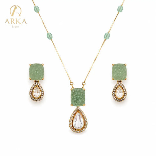 Elysian Emerald Drop Pendant Set - Pendant Sets