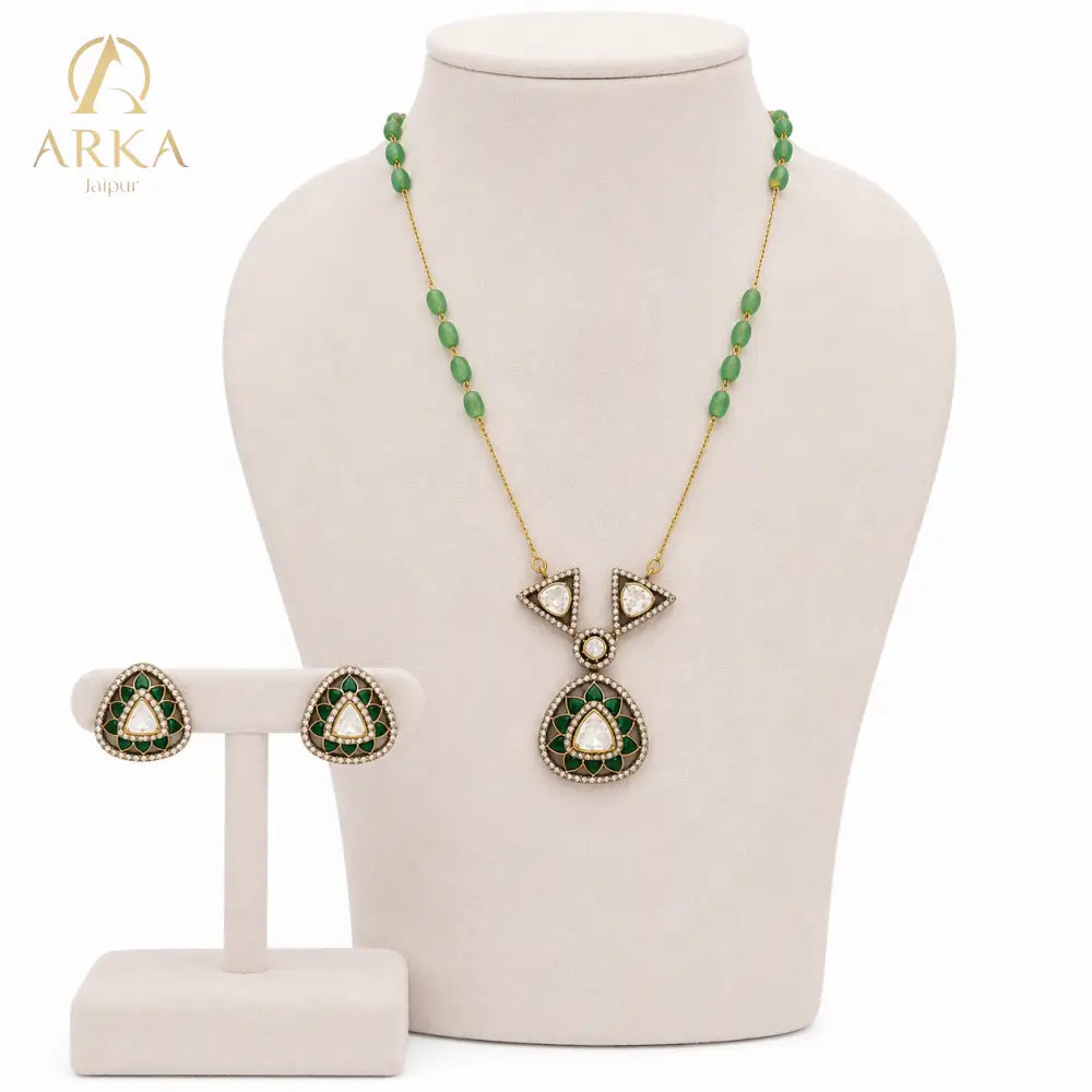 Emerald Halo Pendant Set - Pendant Sets