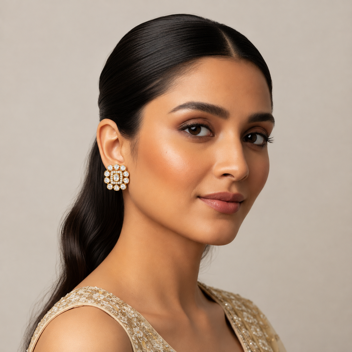 Ivory Halo Studs