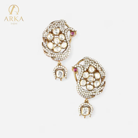 Mayuri_Mohini_earrings_by_Arka_Jaipur_handcrafted_gold