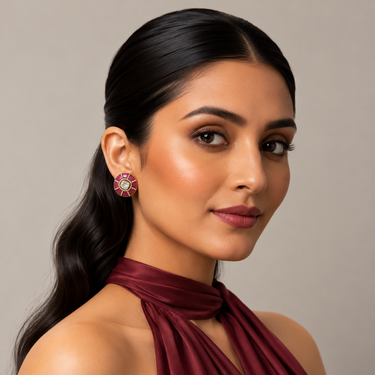 Pink Aura Studs