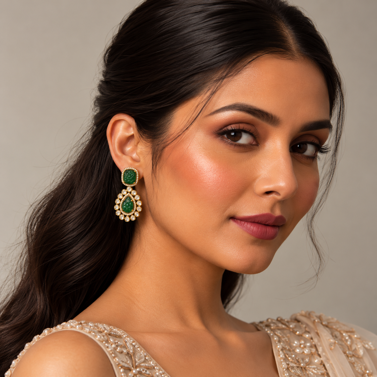 Vintage Emerald Charm Earrings